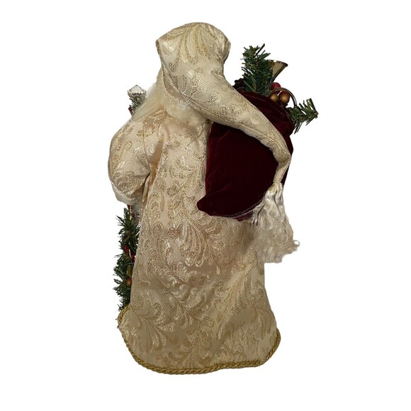Christmas Santa Claus Doll 16” tall Gold & White Standing Presents Tree Topper - Picture 6 of 12